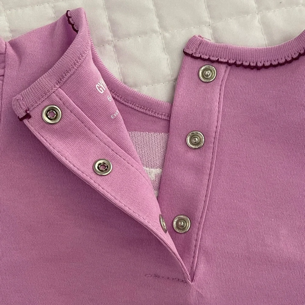 Gymboree Baby Girl Pink Lamb Appliqué Long Sleeve Bodysuit 100% cotton sz 6 -12